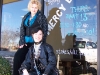 Faith Hunter and Jane Yellowrock in front of the BooKnack in Rock Hill, SC.